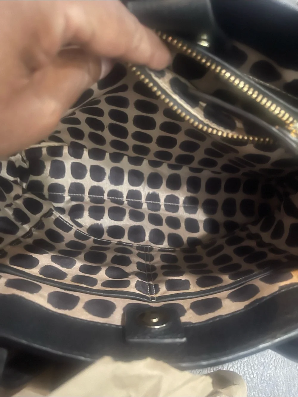 kate spade Black Pebbled Leather Shoulder Tote with Front Zip Tassel
